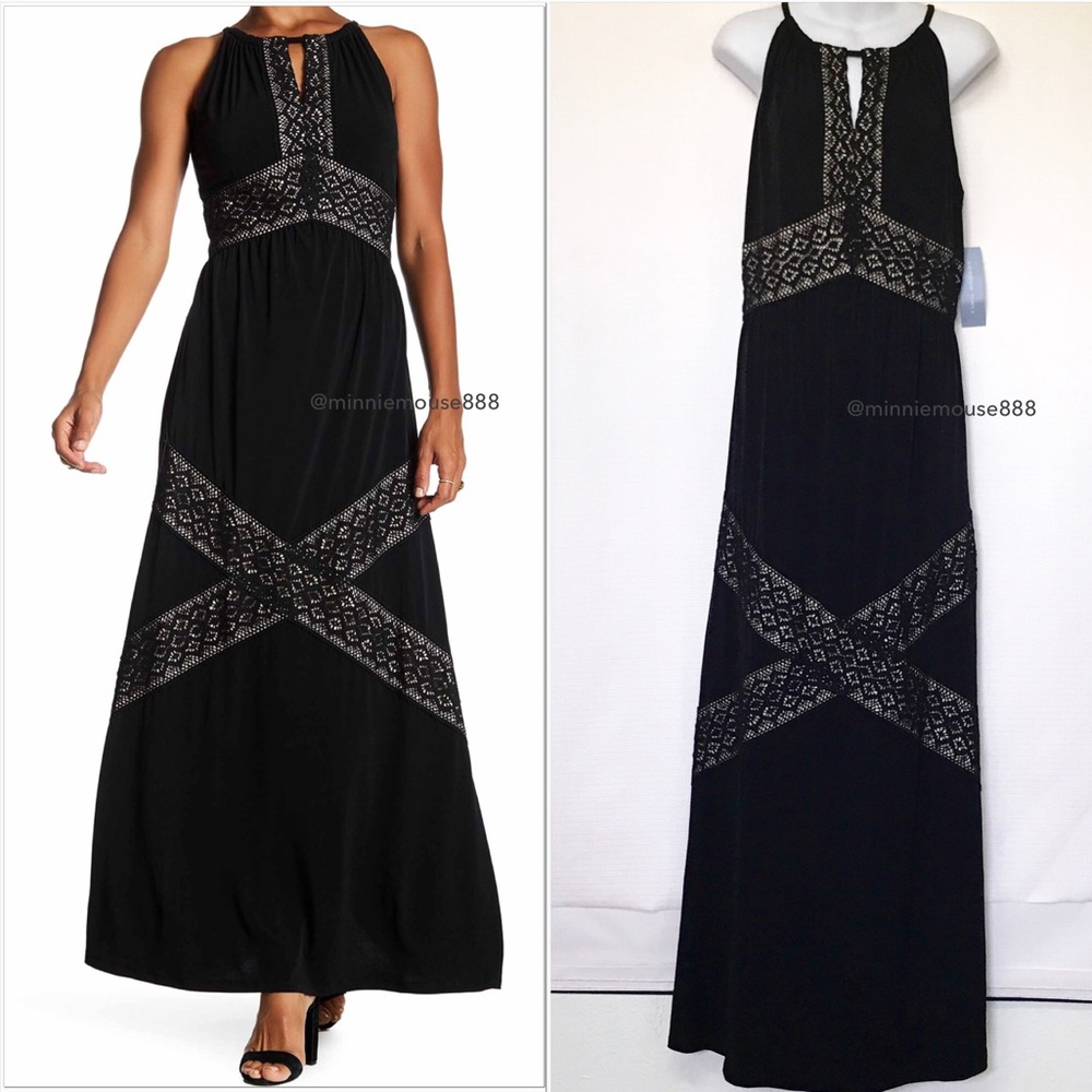 Keyhole Lace Halter Maxi Dress BNWT